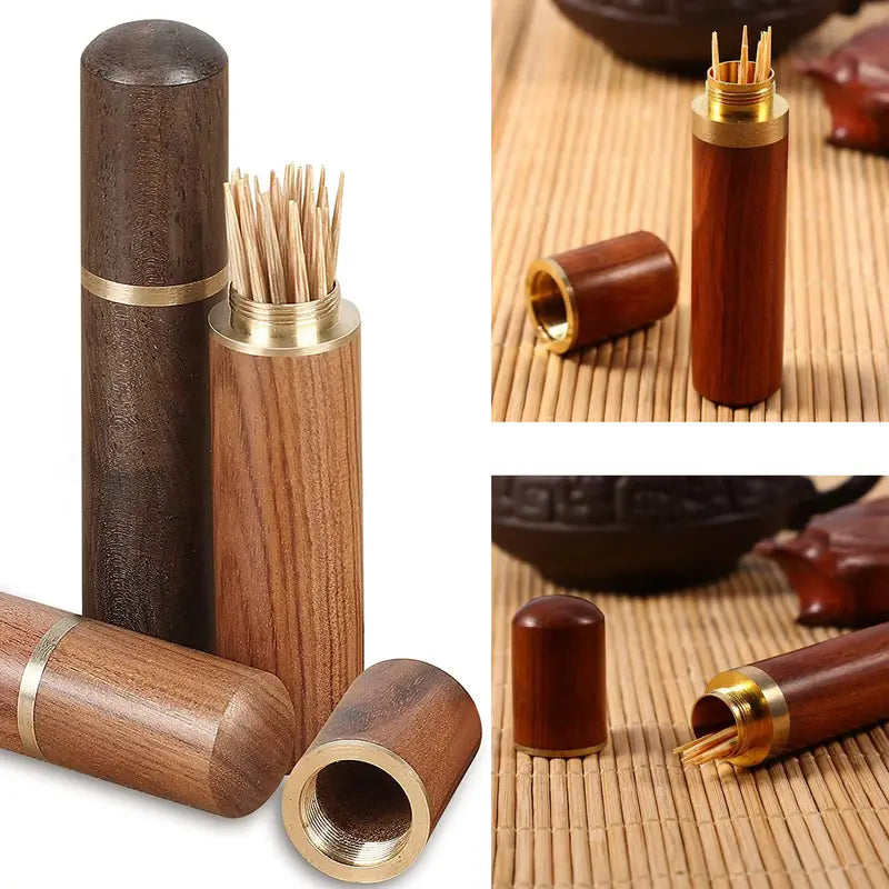 Portable Wooden Toothpick Holder for Living Room Use