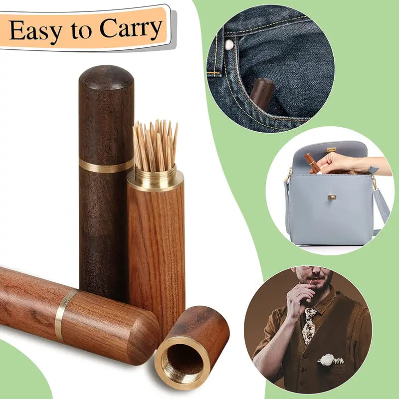 Portable Wooden Toothpick Holder for Living Room Use